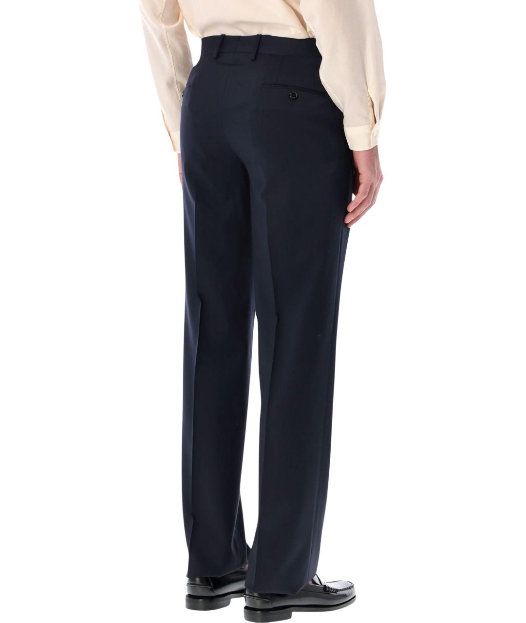 LARDINI Синие шерстяные повседневные брюки, фото 2