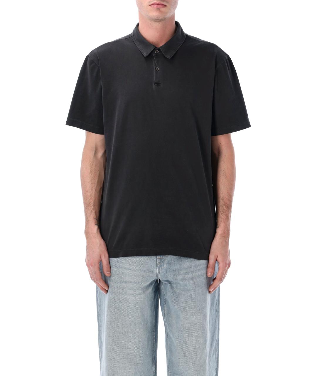 JAMES PERSE Черное хлопковое поло с коротким рукавом, фото 1