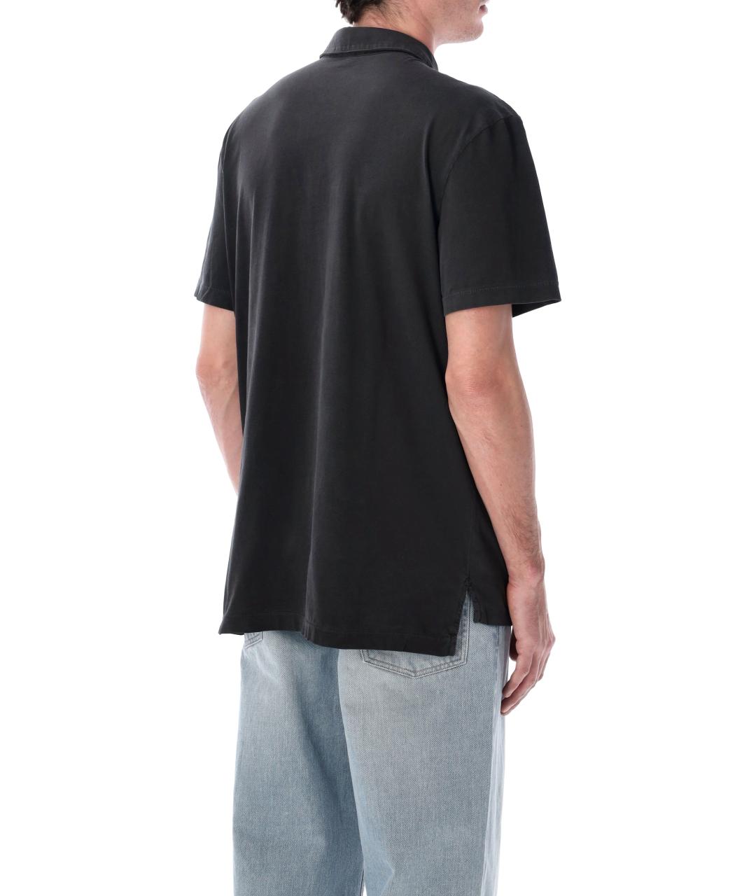 JAMES PERSE Черное хлопковое поло с коротким рукавом, фото 2