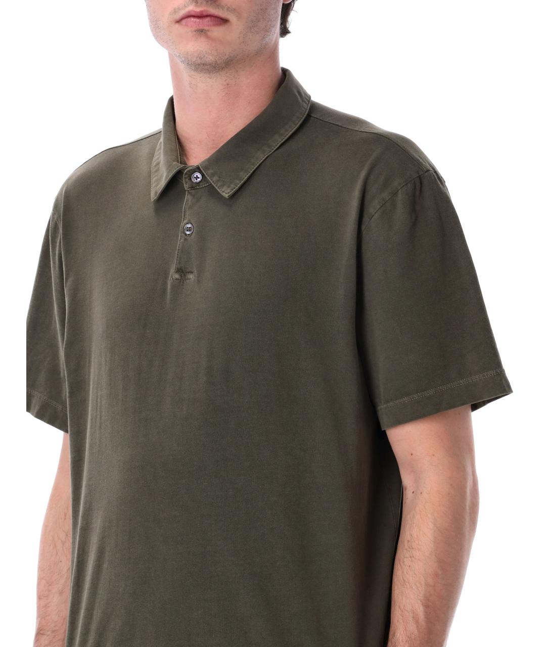 JAMES PERSE Зеленые хлопковое поло с коротким рукавом, фото 3