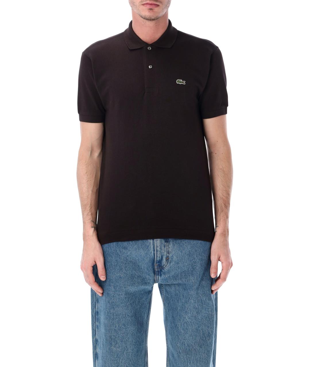 LACOSTE Коричневое хлопковое поло с коротким рукавом, фото 1