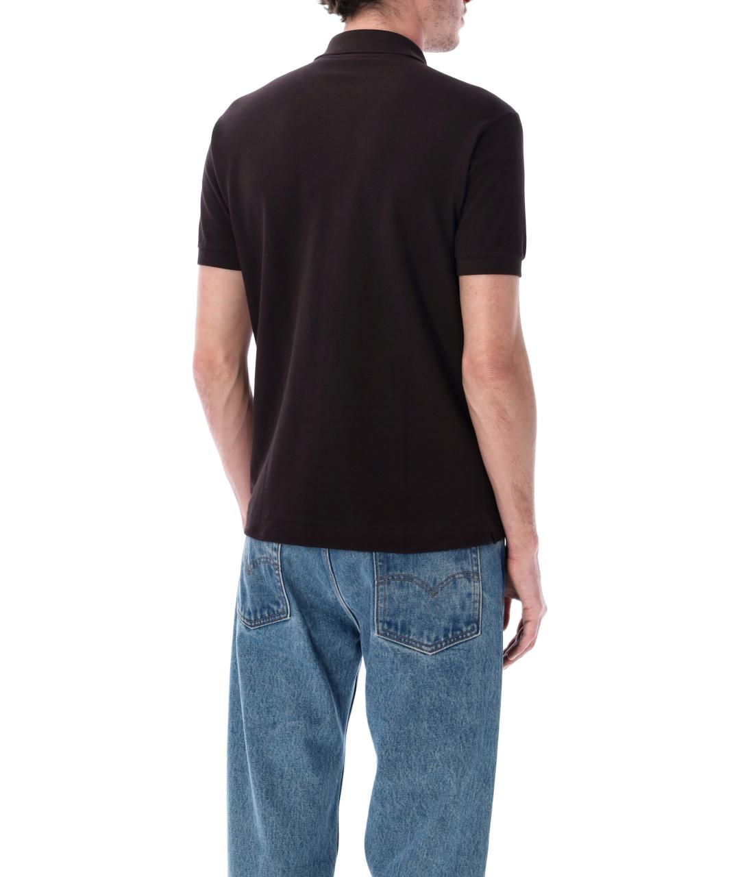 LACOSTE Коричневое хлопковое поло с коротким рукавом, фото 2