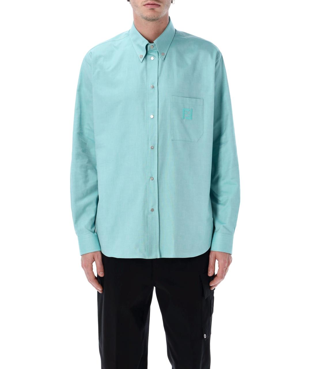 FENDI Зеленая хлопковая кэжуал рубашка, фото 1