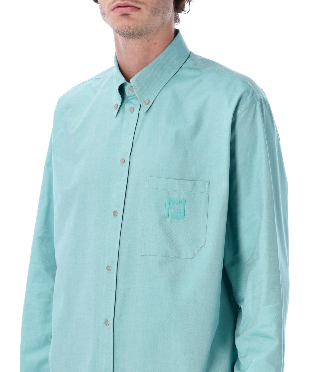 FENDI Зеленая хлопковая кэжуал рубашка, фото 3