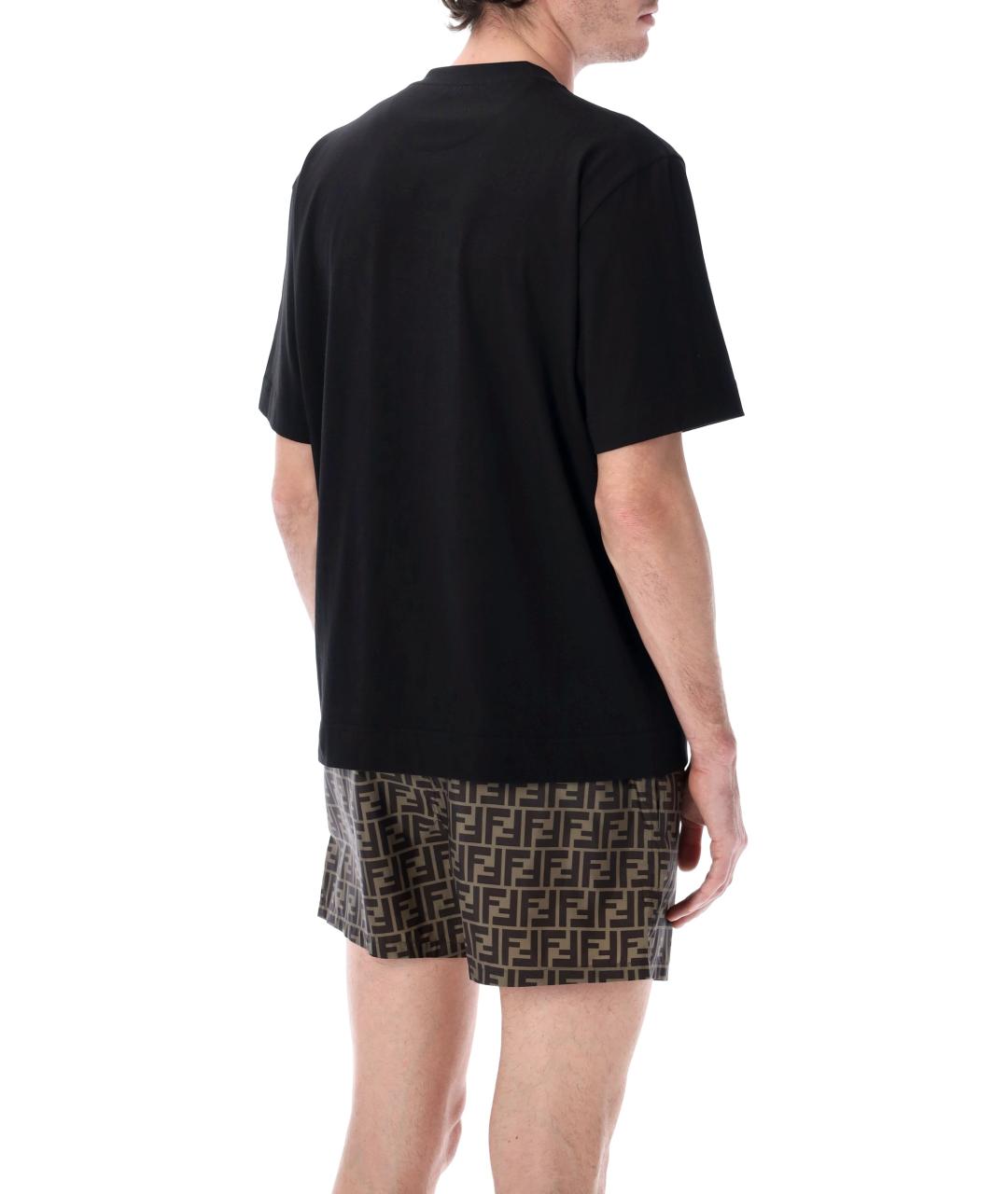 FENDI Черная хлопковая футболка, фото 2