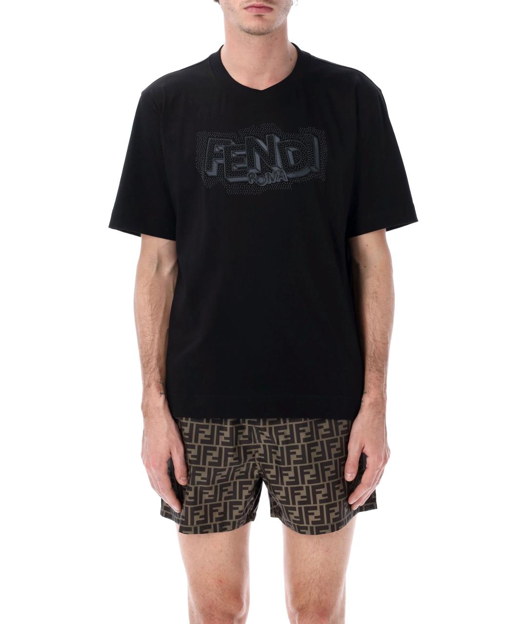 FENDI Черная хлопковая футболка, фото 1