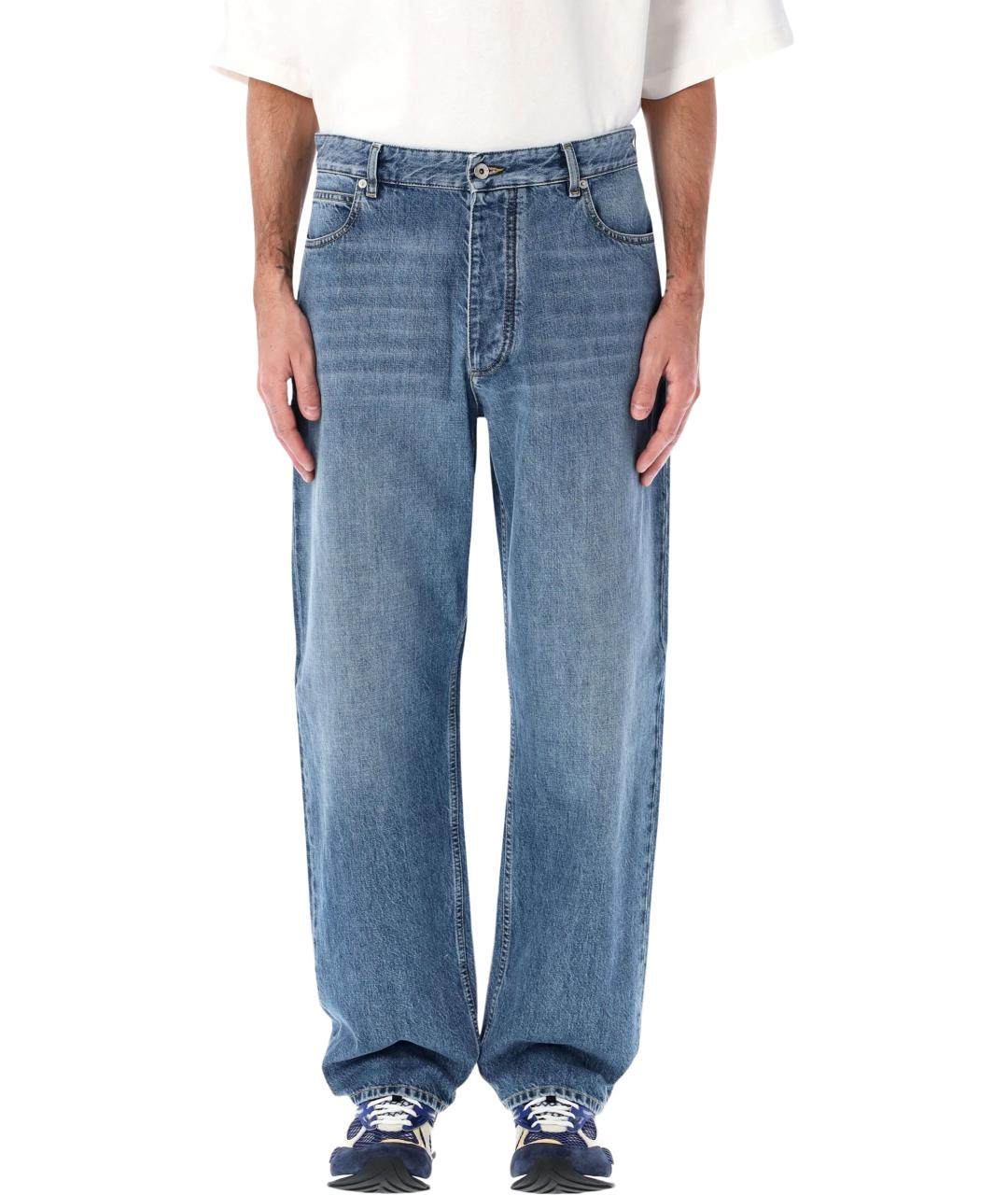 BOTTEGA VENETA Синие хлопковые прямые джинсы, фото 4