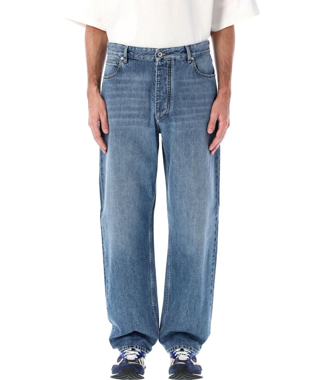 BOTTEGA VENETA Синие хлопковые прямые джинсы, фото 1