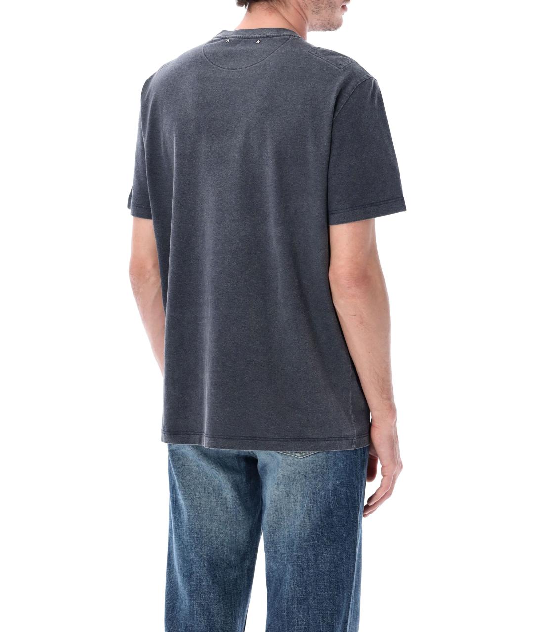 GOLDEN GOOSE DELUXE BRAND Синяя хлопковая футболка, фото 2