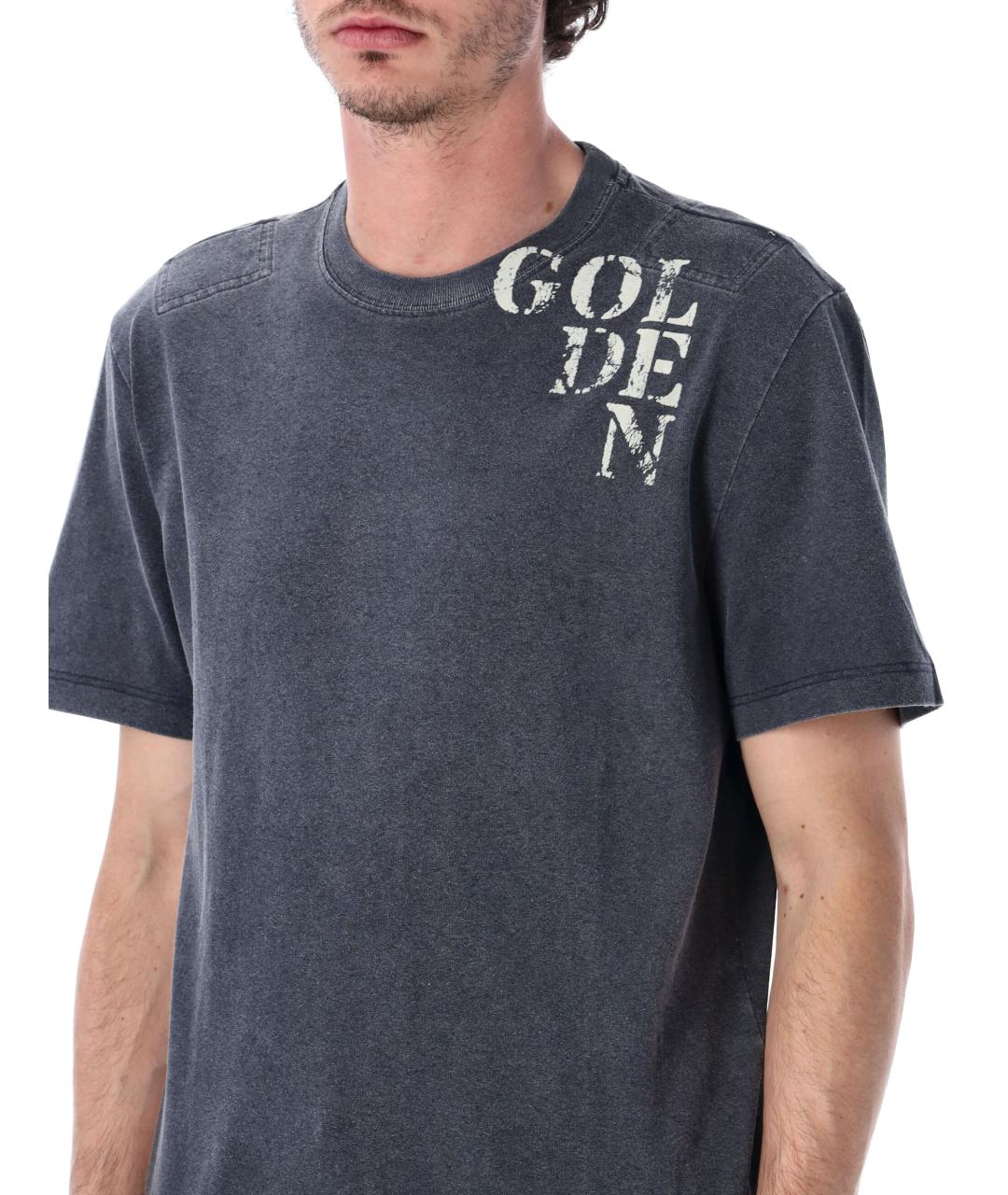 GOLDEN GOOSE DELUXE BRAND Синяя хлопковая футболка, фото 3