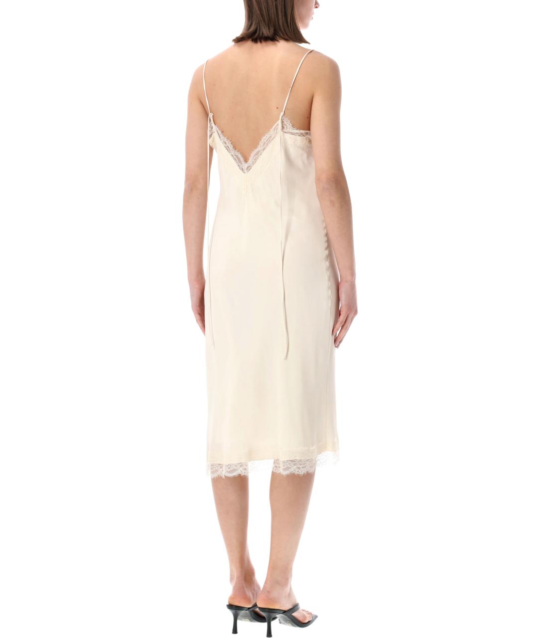 ROHE Бежевое ацетатное повседневное платье, фото 2