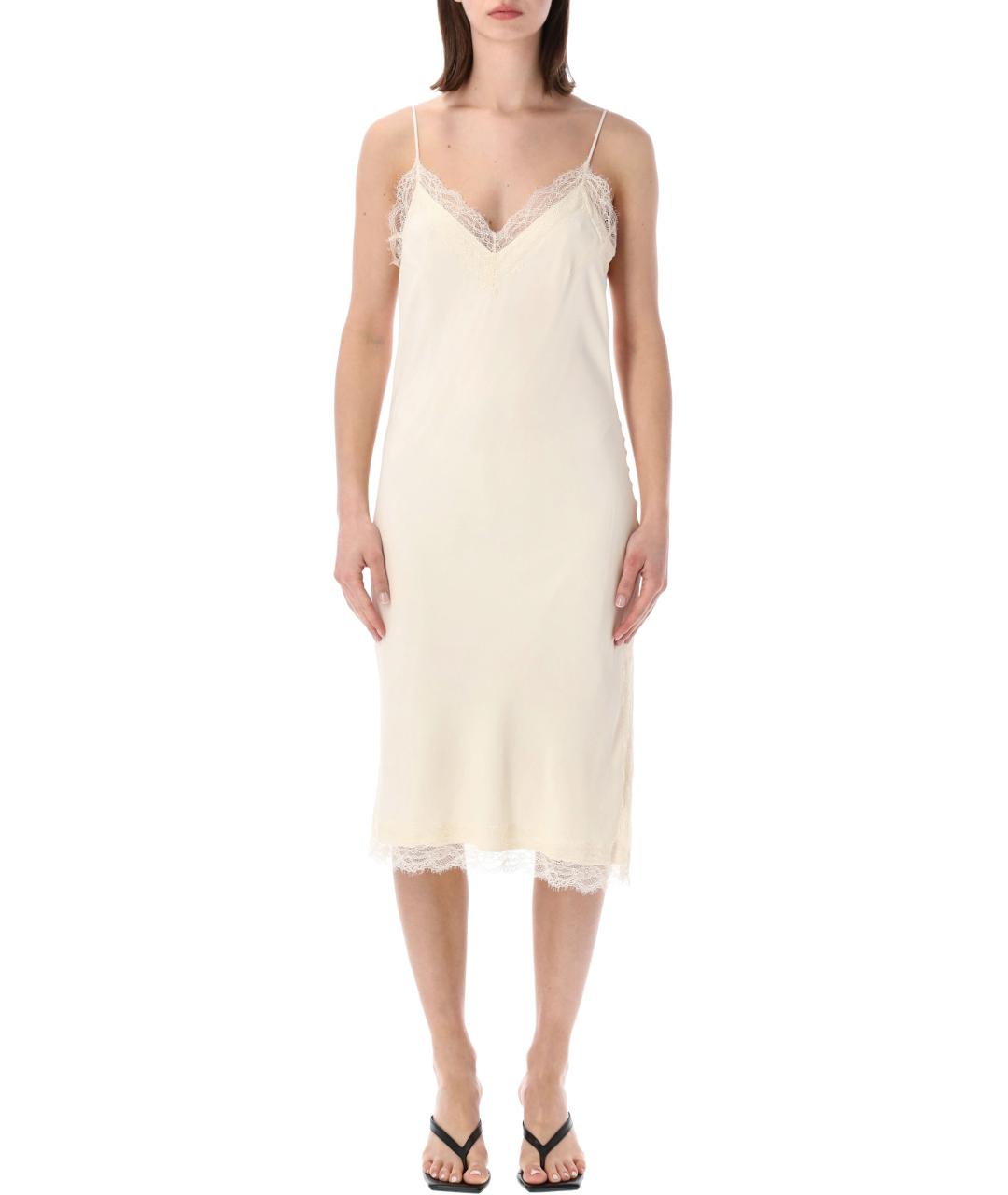 ROHE Бежевое ацетатное повседневное платье, фото 1