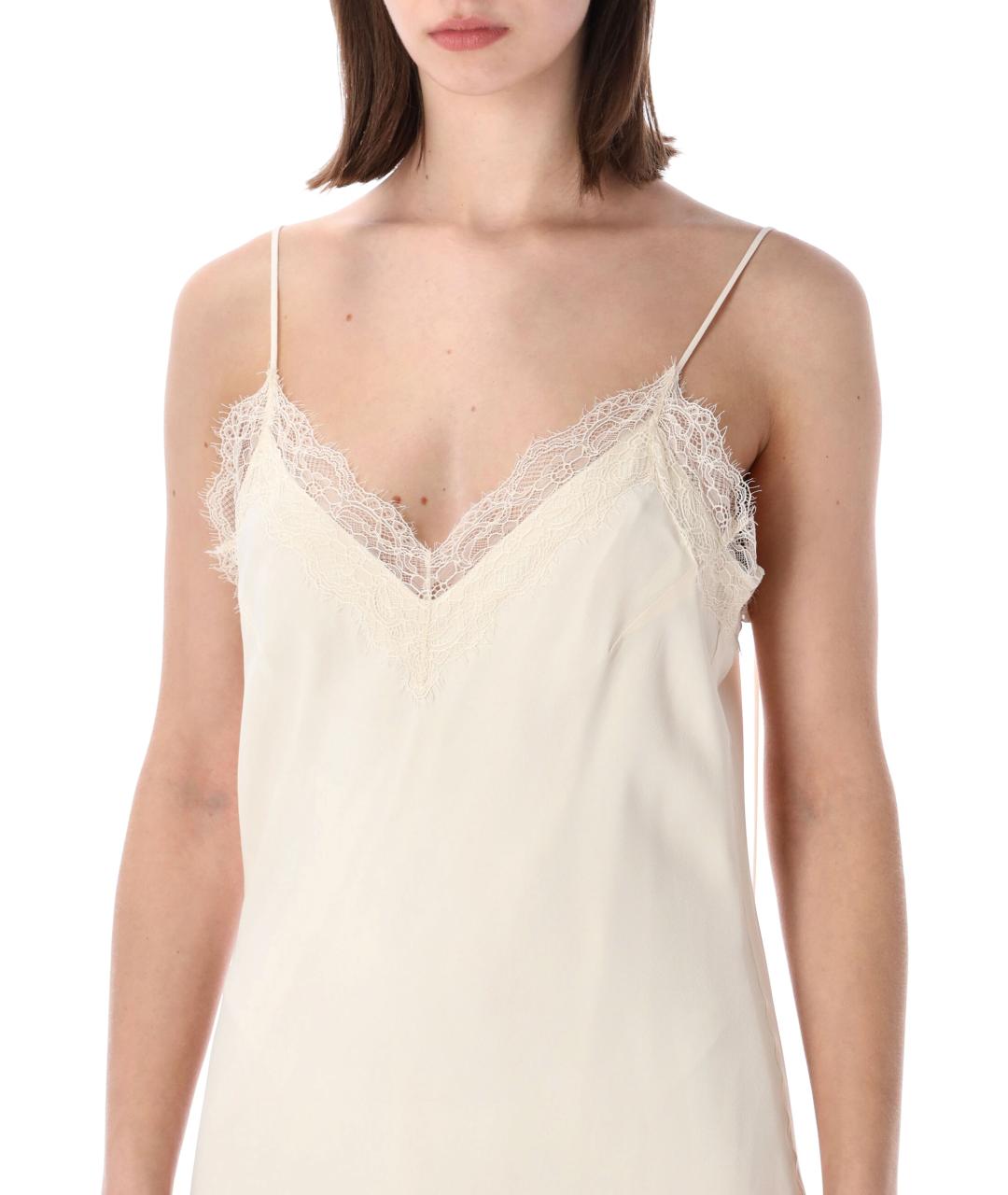 ROHE Бежевое ацетатное повседневное платье, фото 3