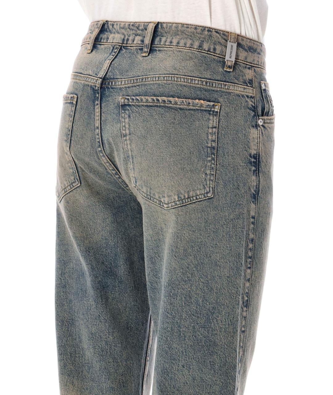 REPRESENT Синие хлопковые прямые джинсы, фото 3