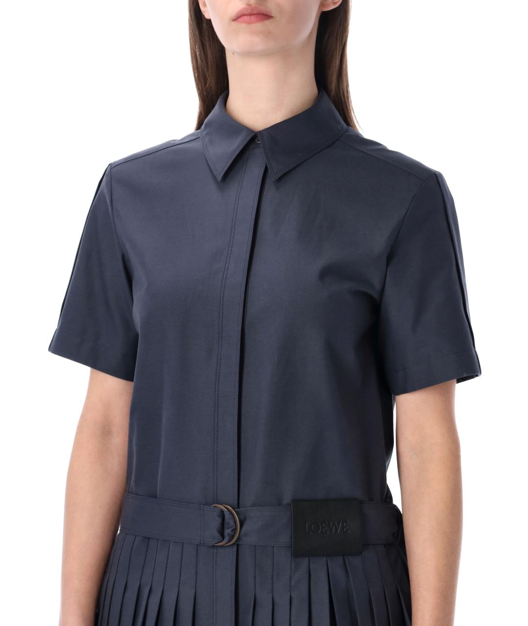 LOEWE Темно-синее хлопковое повседневное платье, фото 3