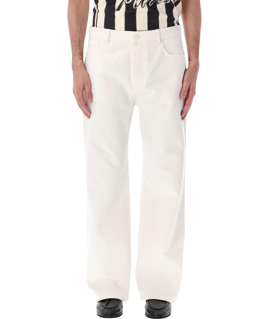 Ami Paris Белые хлопковые прямые джинсы, фото 1
