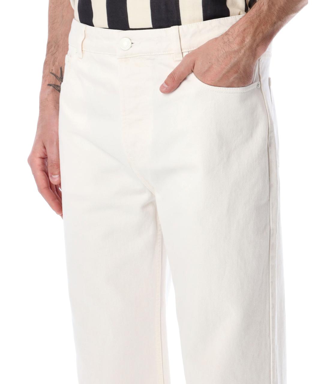 Ami Paris Белые хлопковые прямые джинсы, фото 3