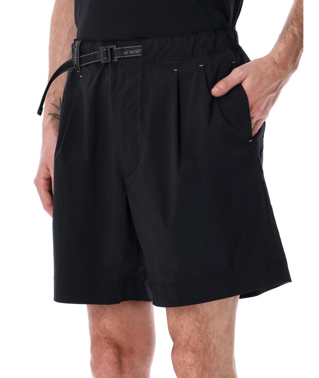 AND WANDER Черные полиэстеровые шорты, фото 3