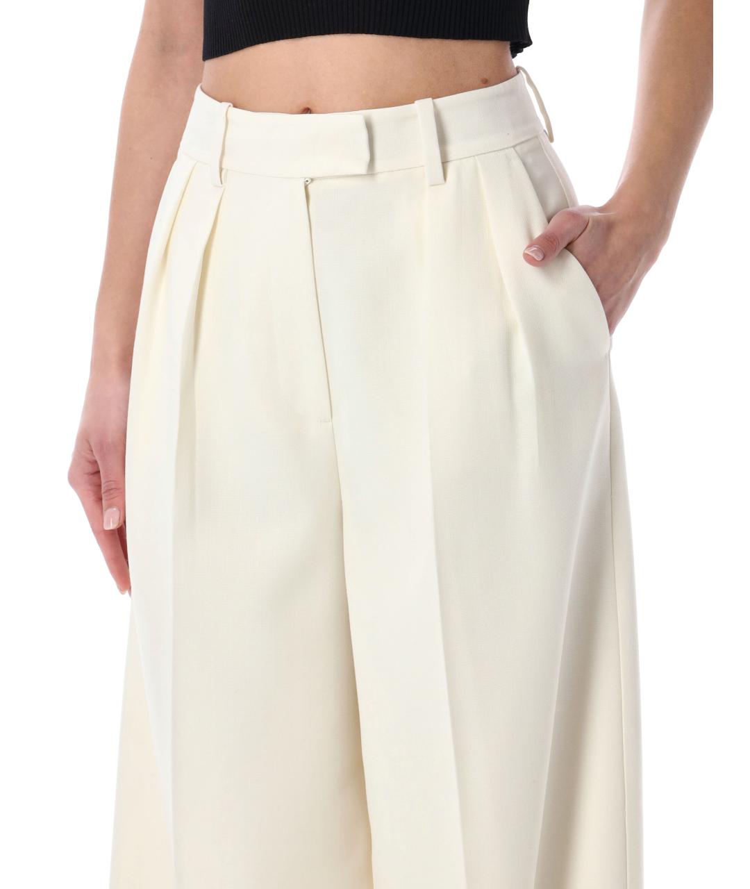 ANINE BING Бежевые полиэстеровые прямые брюки, фото 3