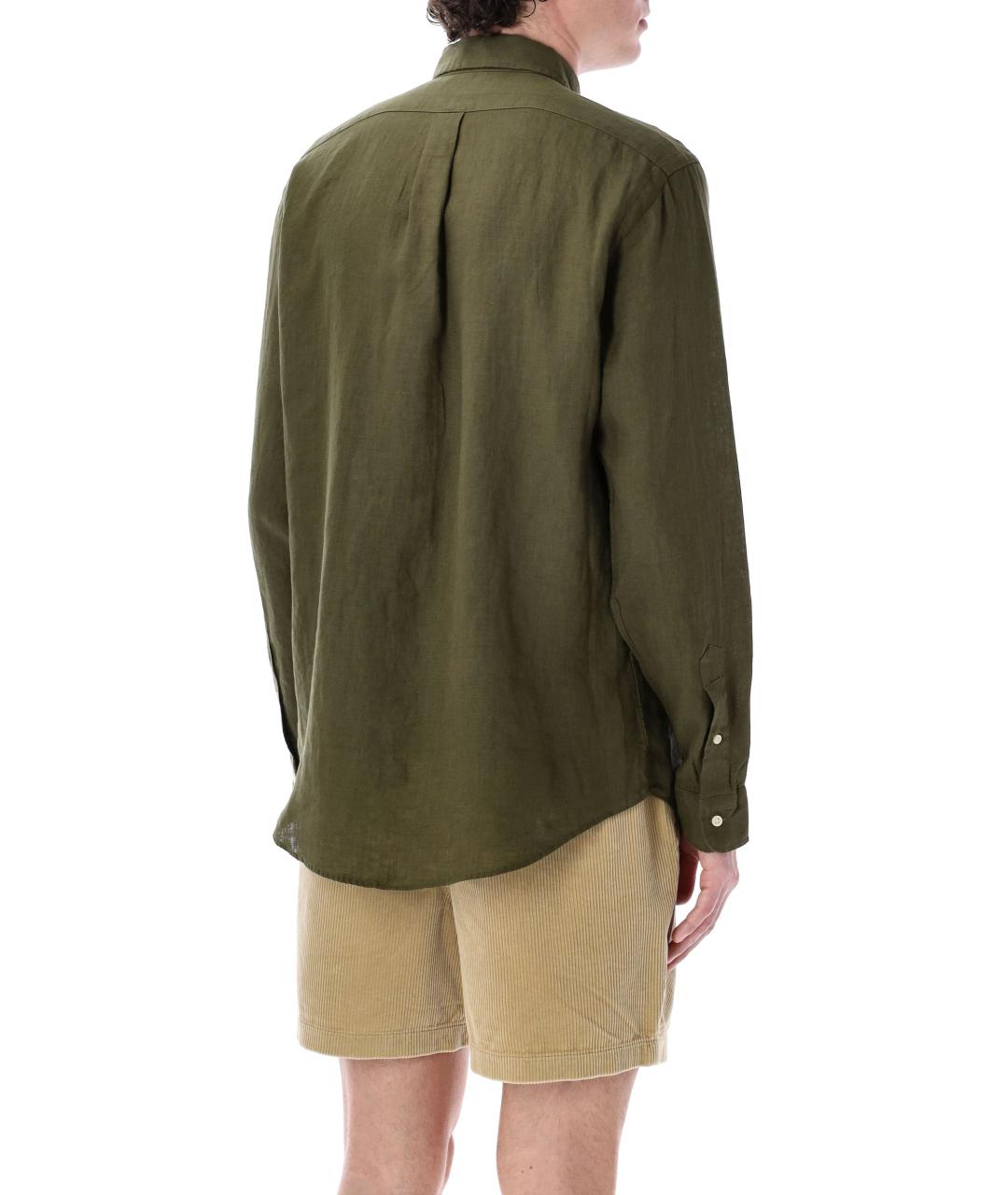 POLO RALPH LAUREN Зеленая льняная кэжуал рубашка, фото 2