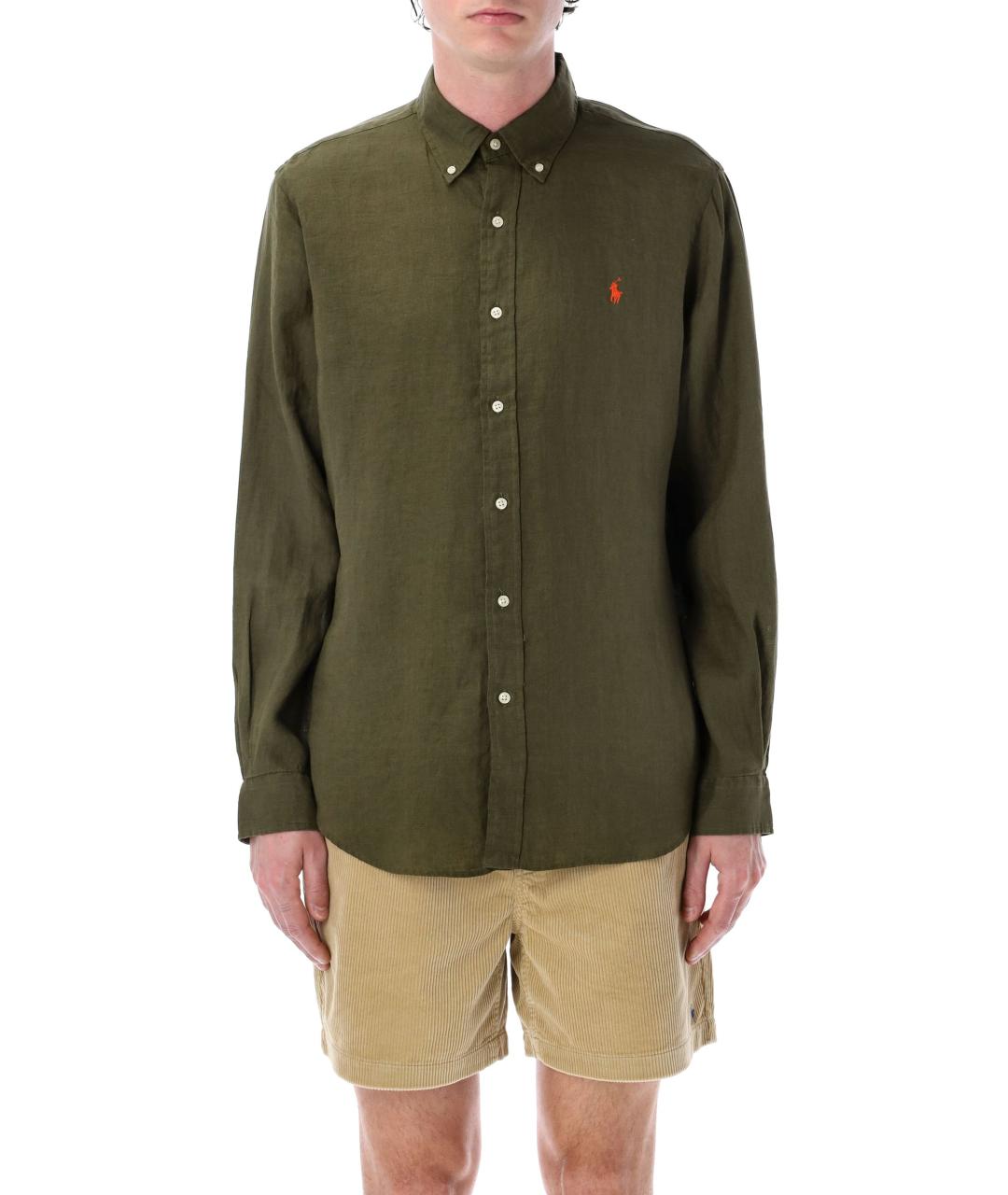 POLO RALPH LAUREN Зеленая льняная кэжуал рубашка, фото 1