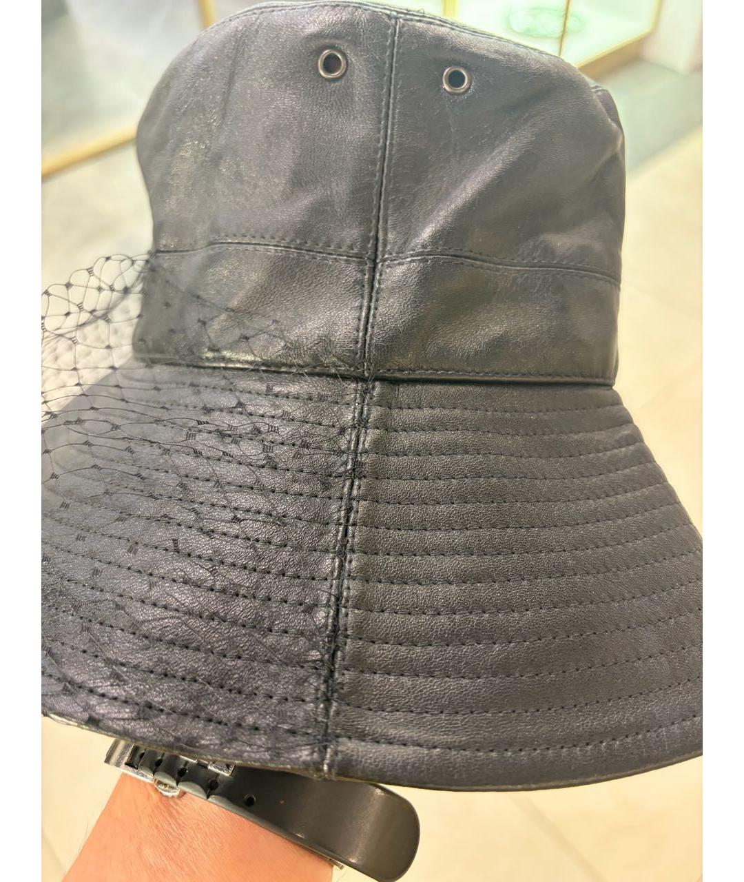 CHRISTIAN DIOR Черная кожаная панама, фото 7