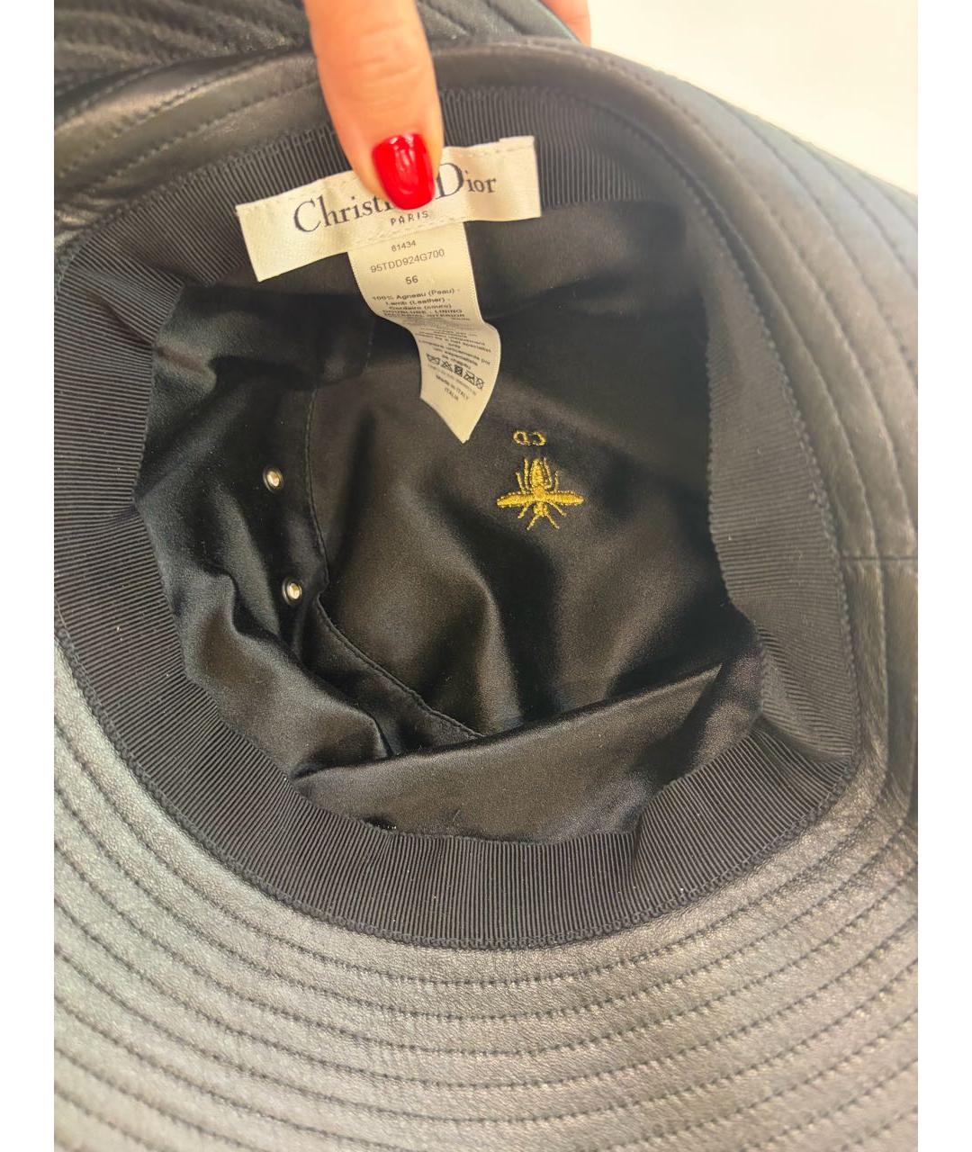 CHRISTIAN DIOR Черная кожаная панама, фото 4