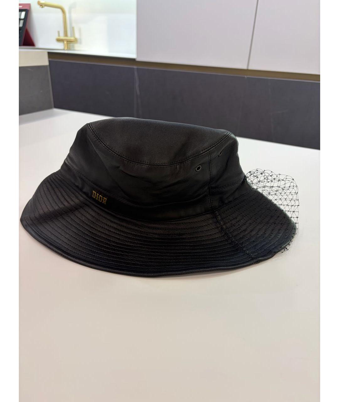CHRISTIAN DIOR Черная кожаная панама, фото 5