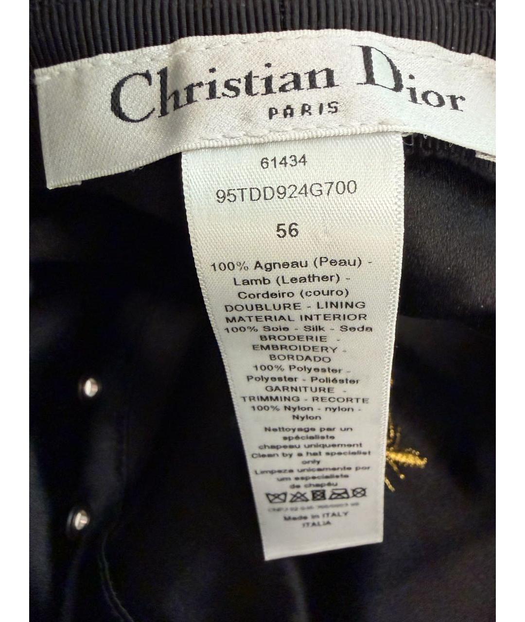 CHRISTIAN DIOR Черная кожаная панама, фото 3