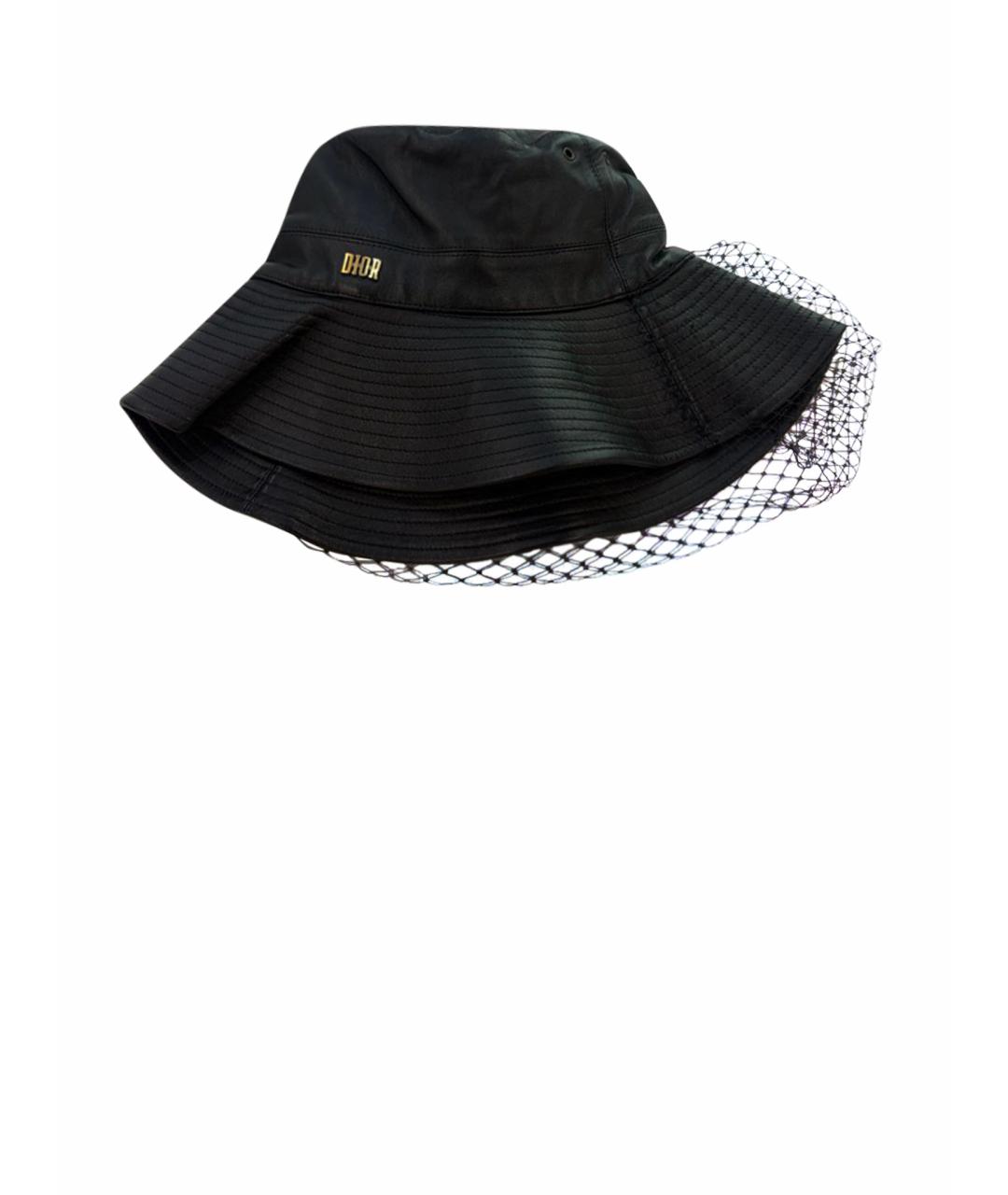 CHRISTIAN DIOR Черная кожаная панама, фото 1