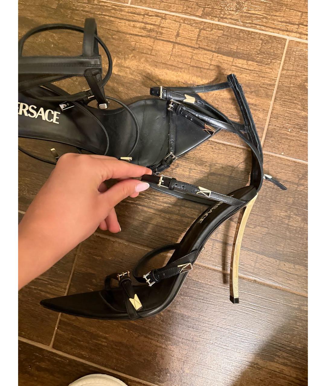 VERSACE Черные кожаные туфли, фото 4