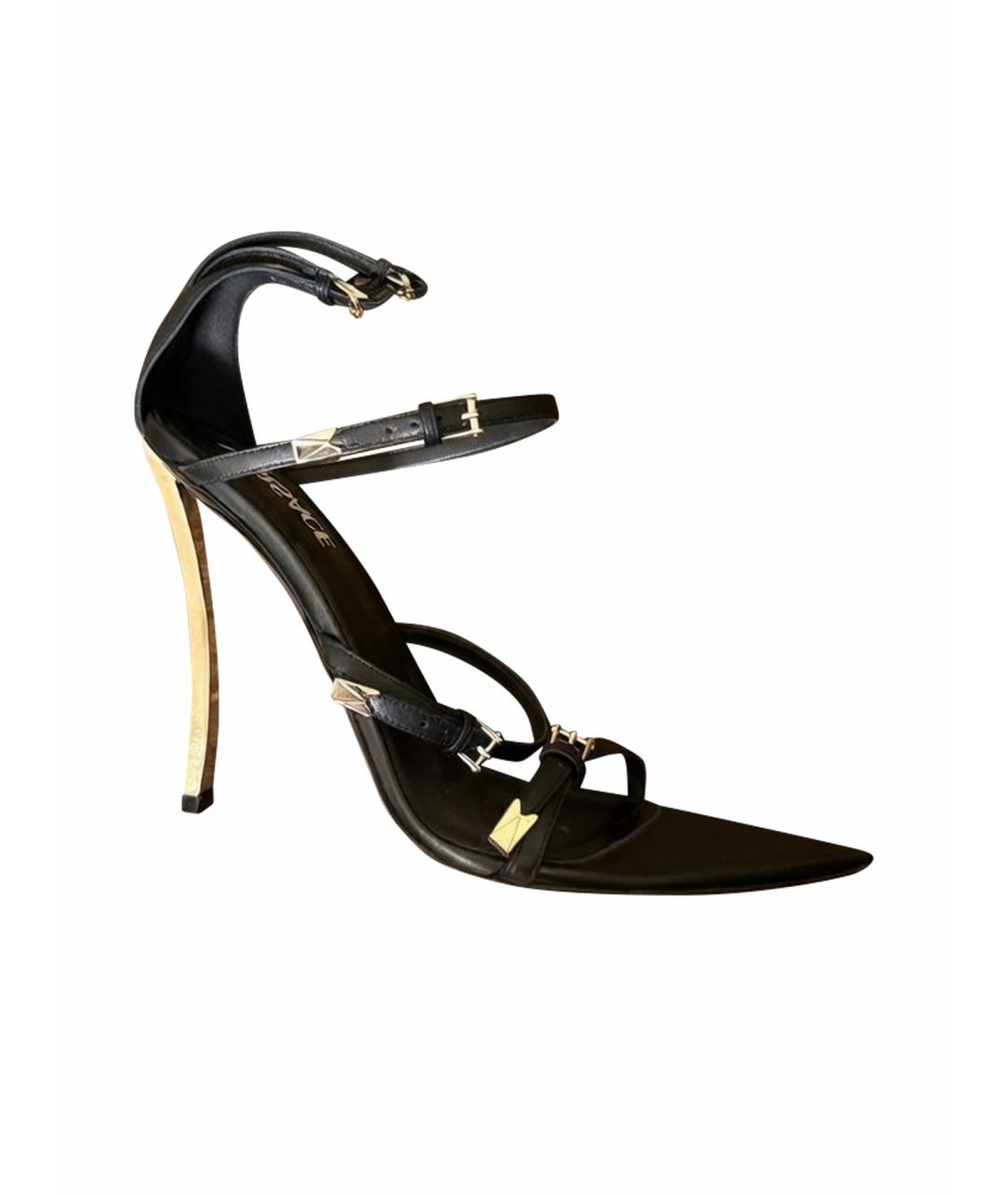 VERSACE Черные кожаные туфли, фото 1