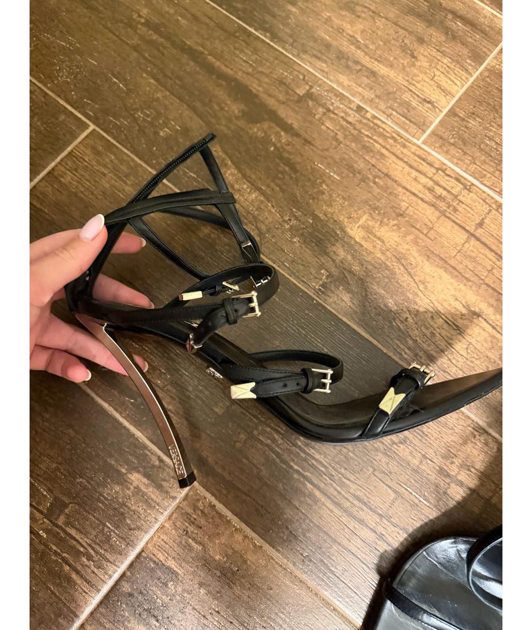 VERSACE Черные кожаные туфли, фото 6