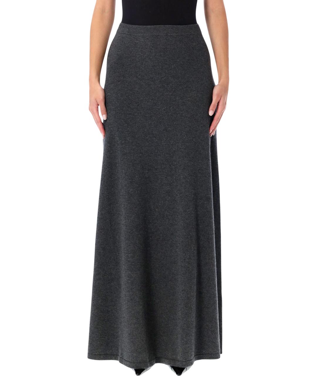 BALENCIAGA Серая шерстяная юбка макси, фото 1