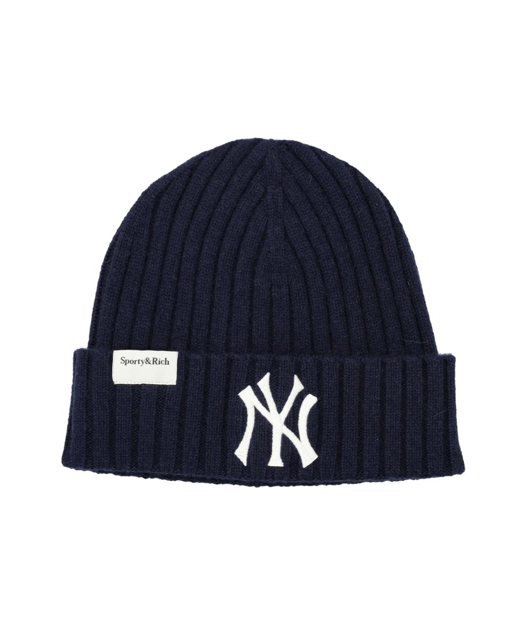 SPORTY AND RICH Темно-синяя шерстяная шапка, фото 1