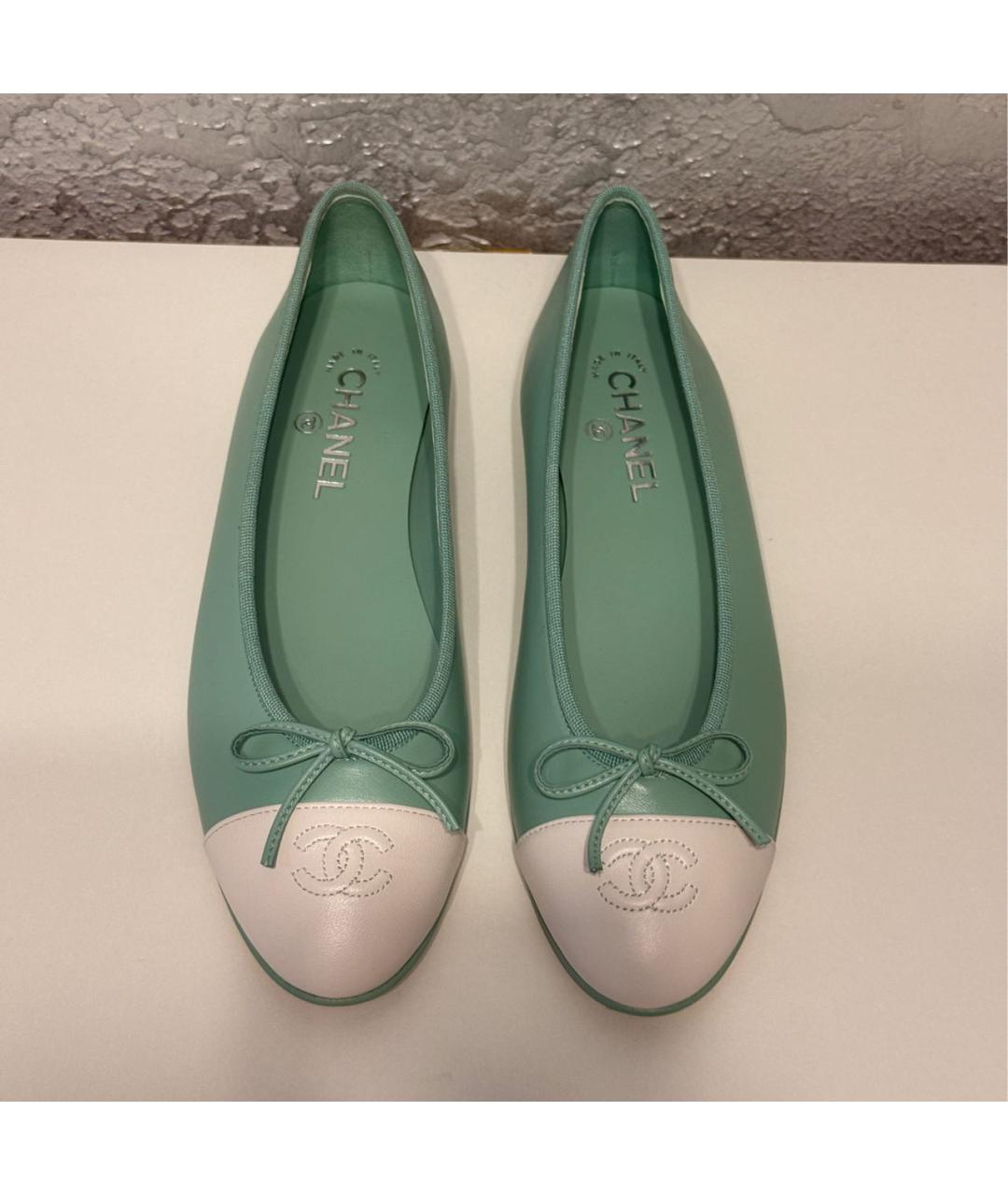 CHANEL Зеленые кожаные балетки, фото 2