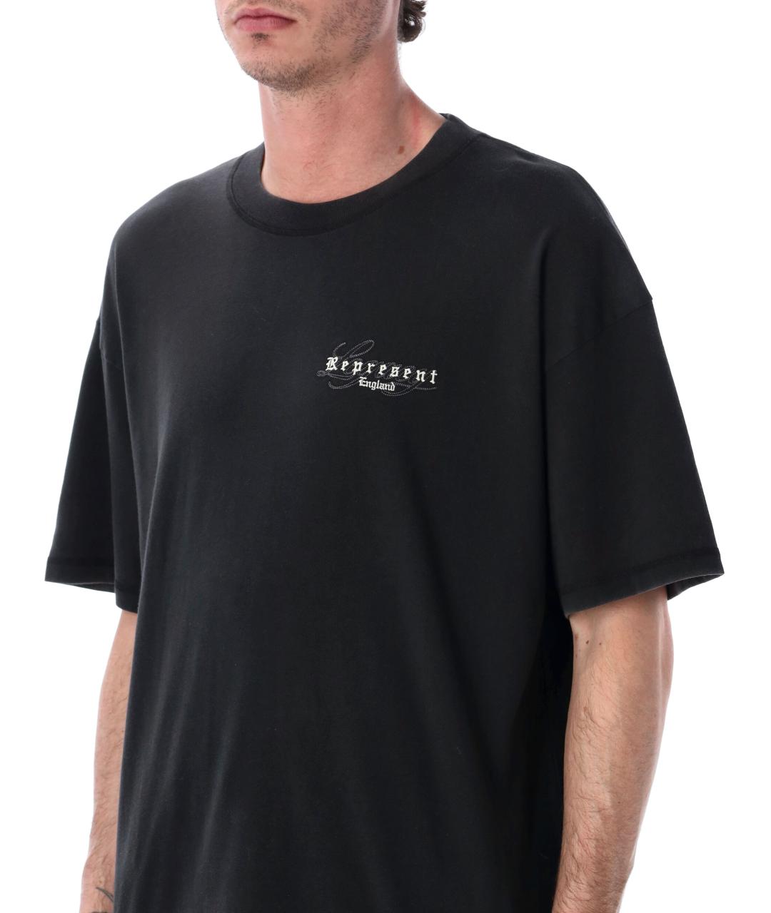 REPRESENT Черная хлопковая футболка, фото 3
