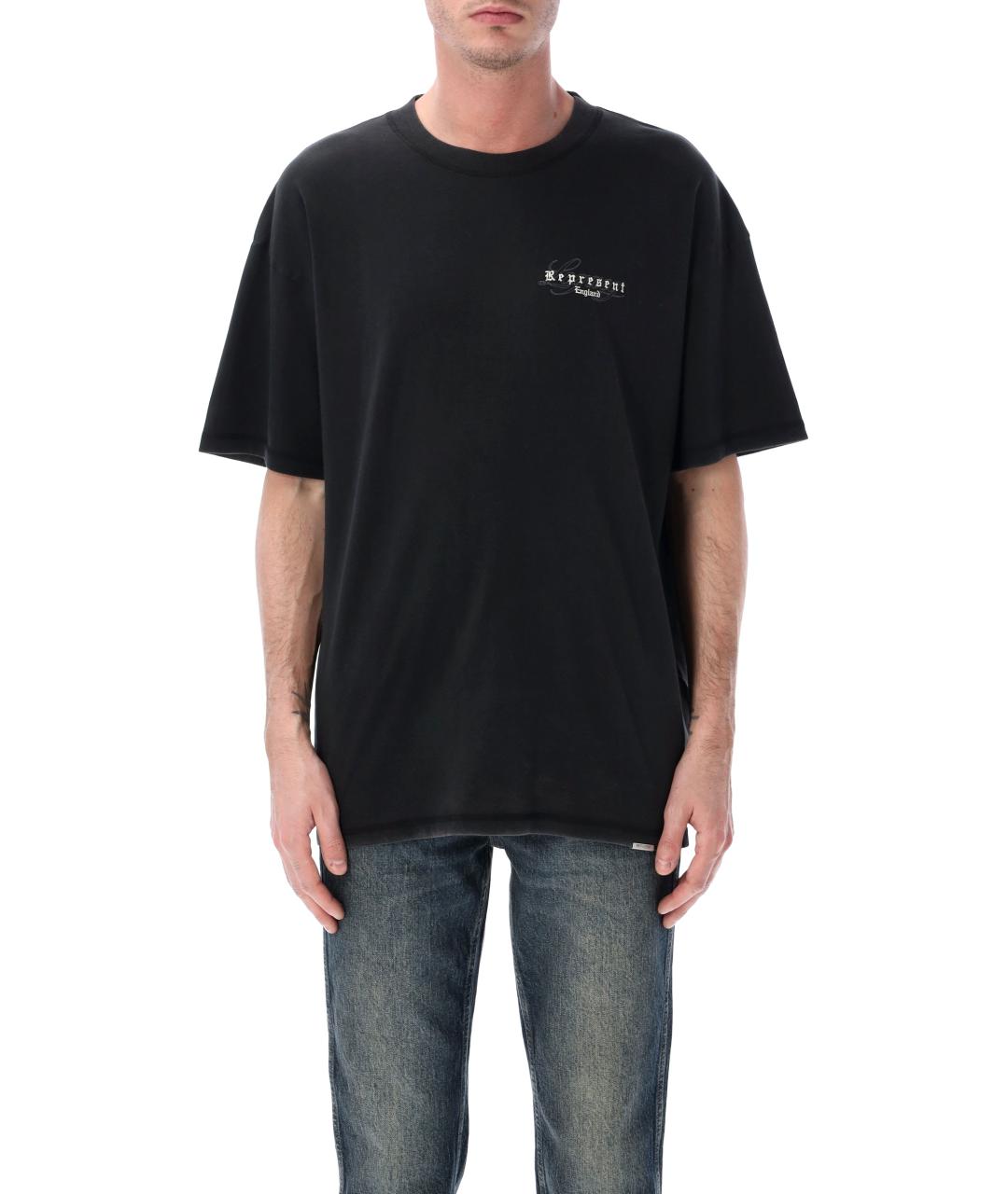 REPRESENT Черная хлопковая футболка, фото 1