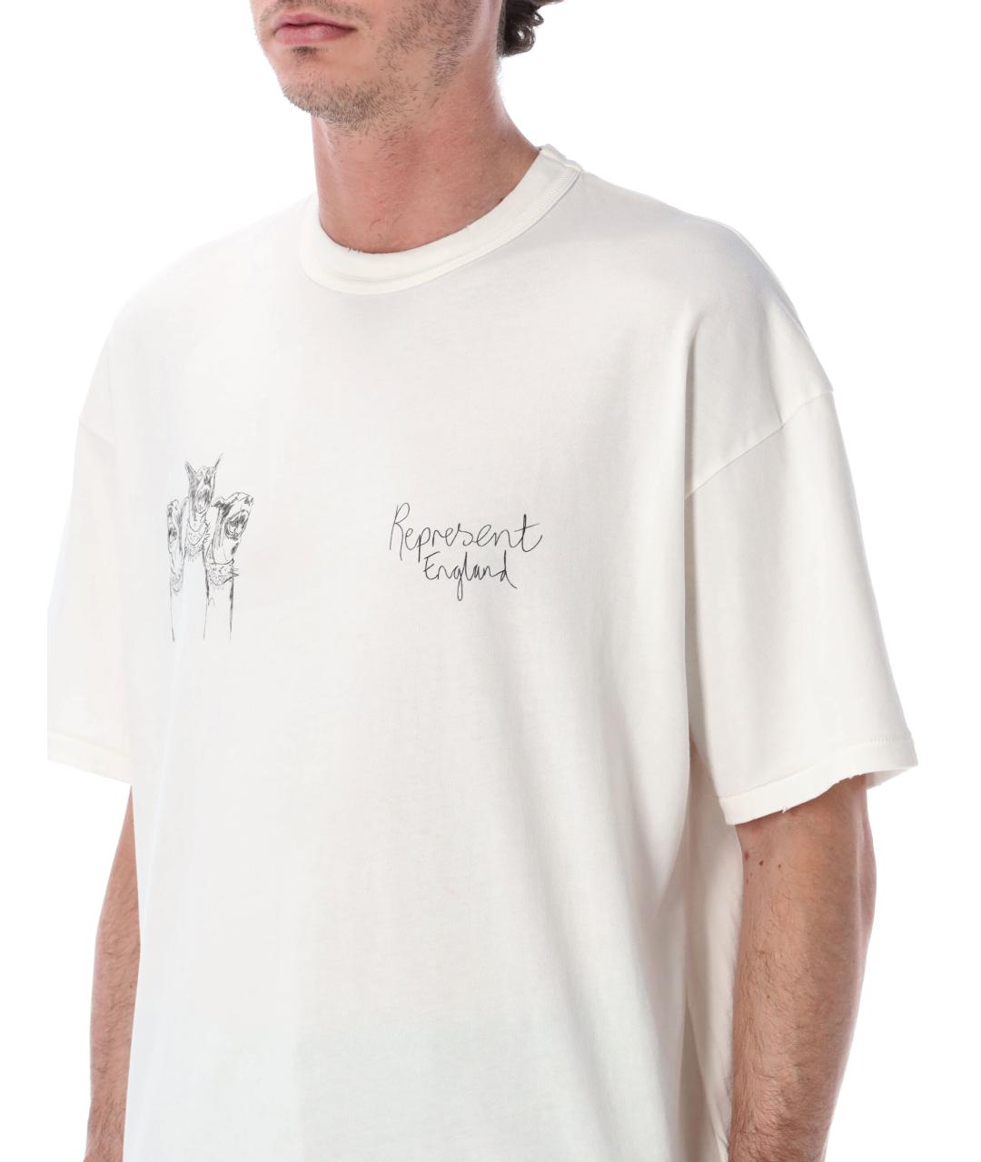 REPRESENT Белая хлопковая футболка, фото 3
