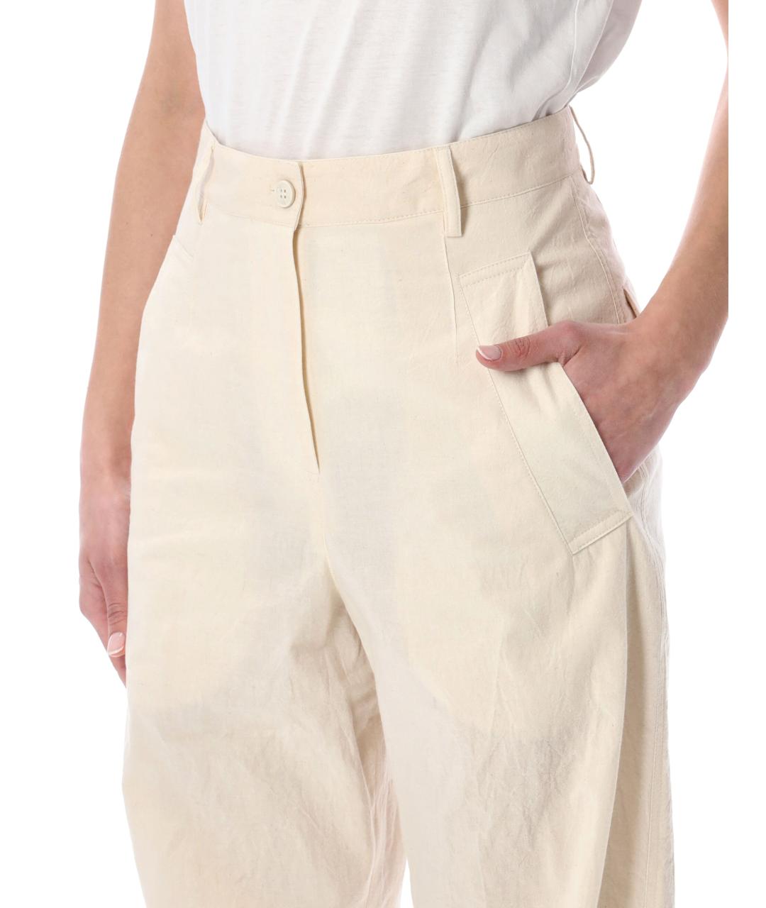 DRIES VAN NOTEN Бежевые хлопковые прямые брюки, фото 3