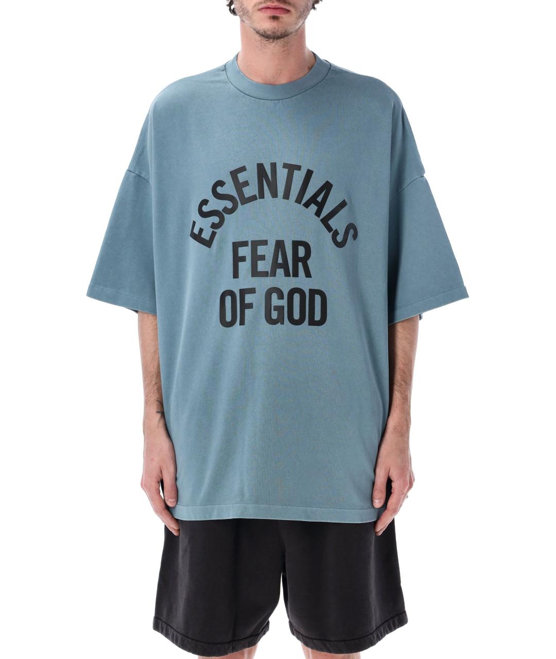 FEAR OF GOD ESSENTIALS Голубая хлопковая футболка, фото 1