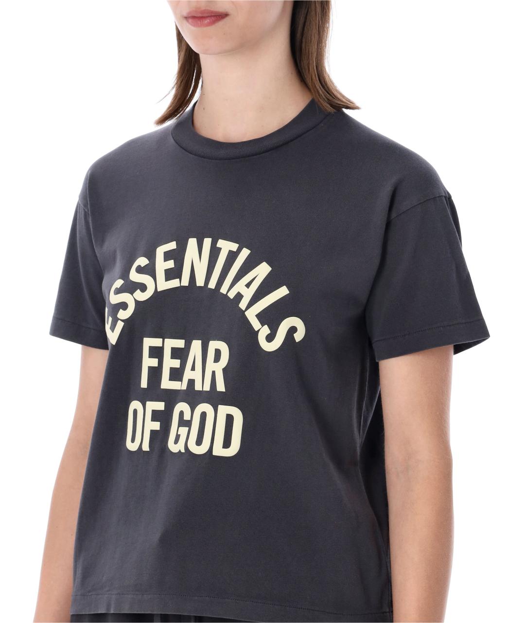 FEAR OF GOD ESSENTIALS Черная хлопковая футболка, фото 3