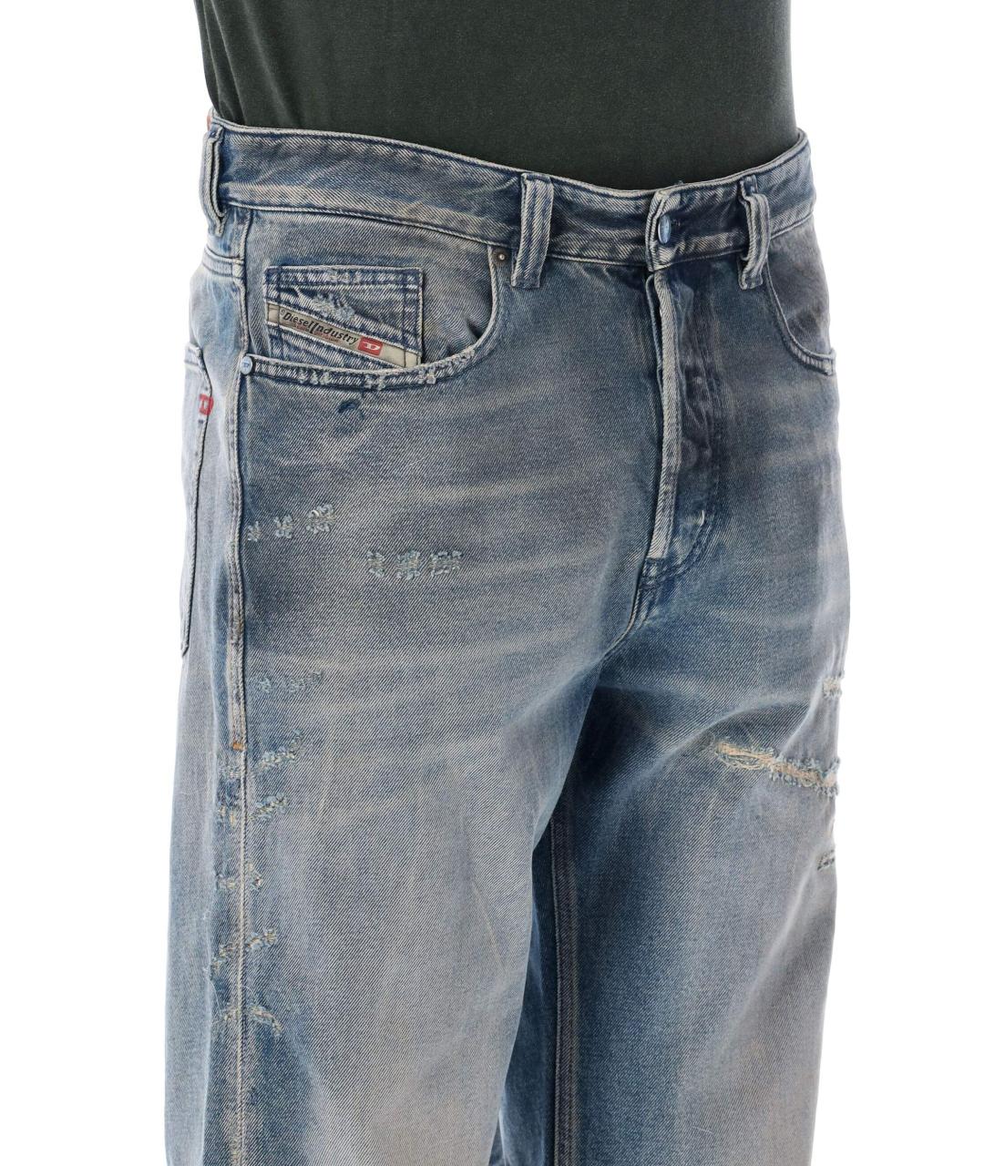 DIESEL Синие хлопковые прямые джинсы, фото 3