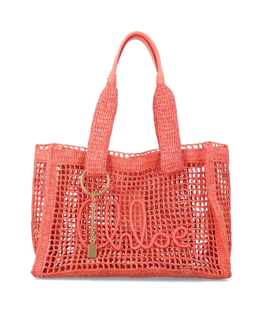 CHLOE Коралловая тканевая сумка тоут, фото 1
