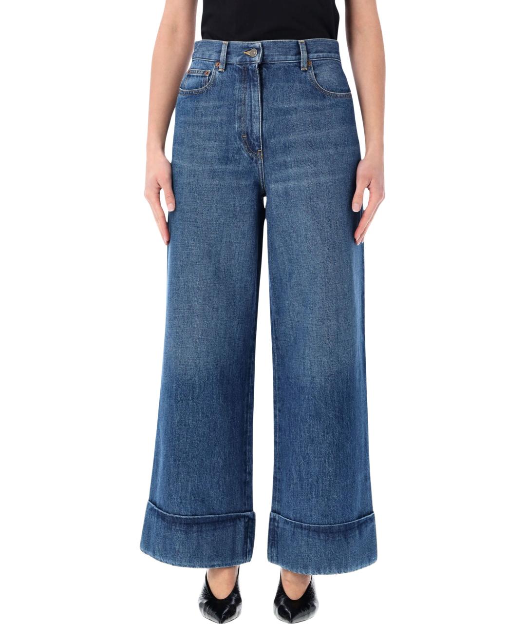 VALENTINO Синие хлопковые прямые джинсы, фото 1