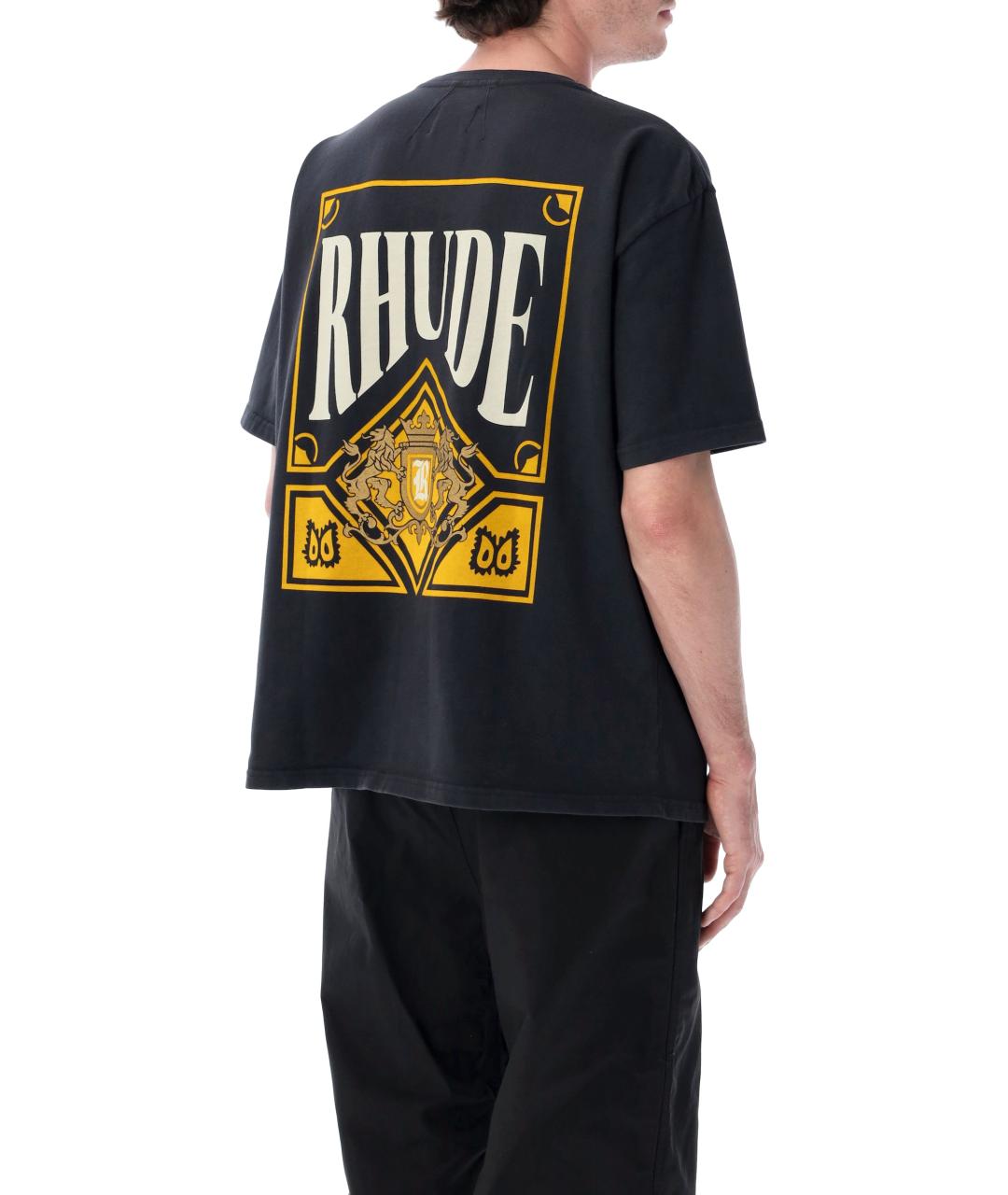 RHUDE Черная хлопковая футболка, фото 2