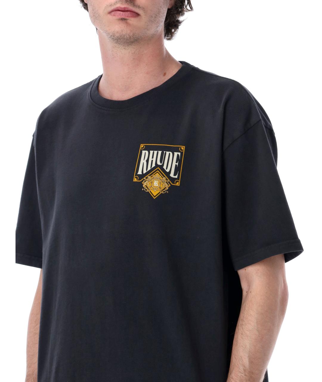 RHUDE Черная хлопковая футболка, фото 3