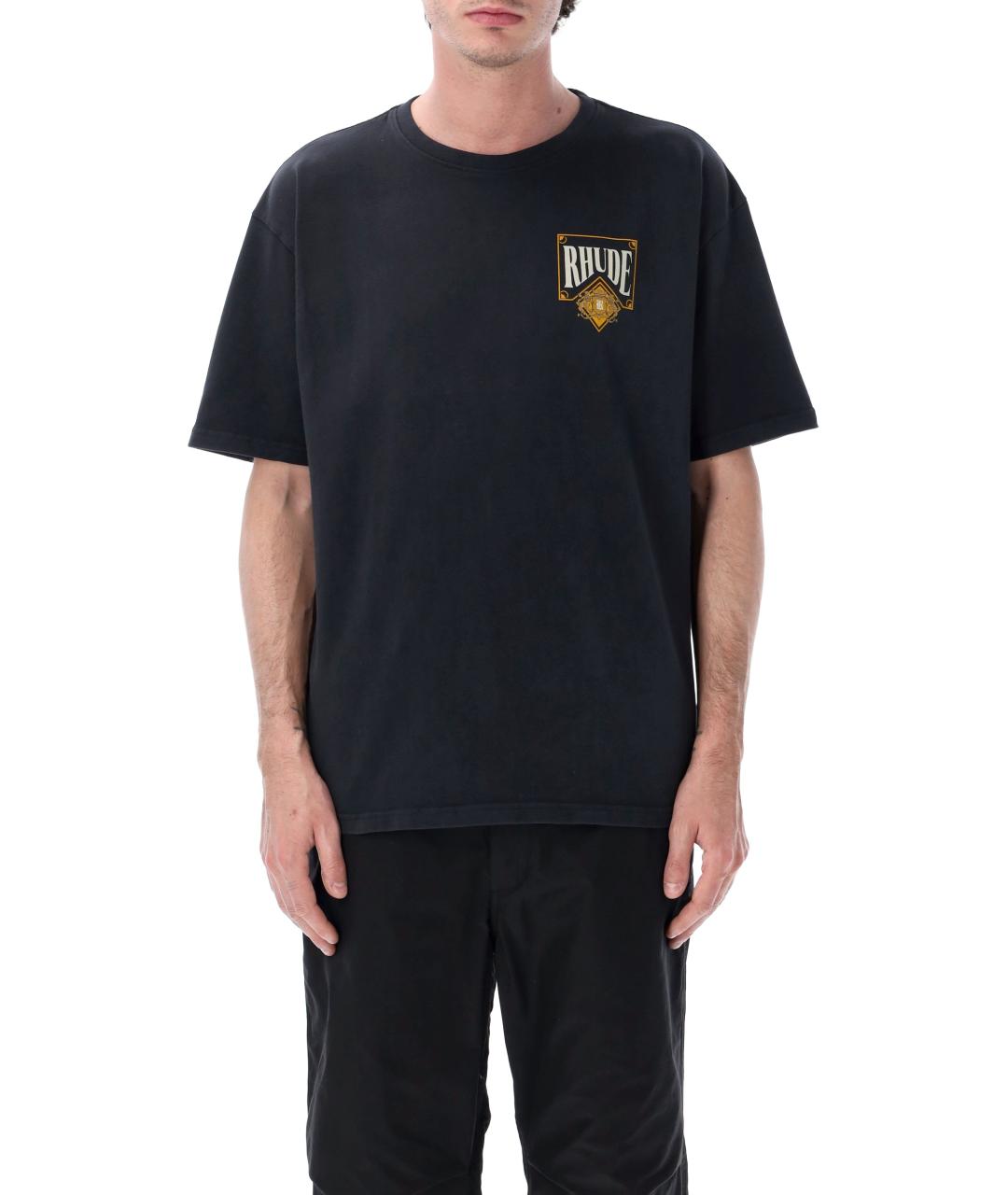 RHUDE Черная хлопковая футболка, фото 1