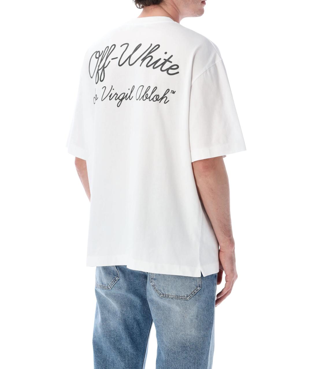 OFF-WHITE Белая хлопковая футболка, фото 2