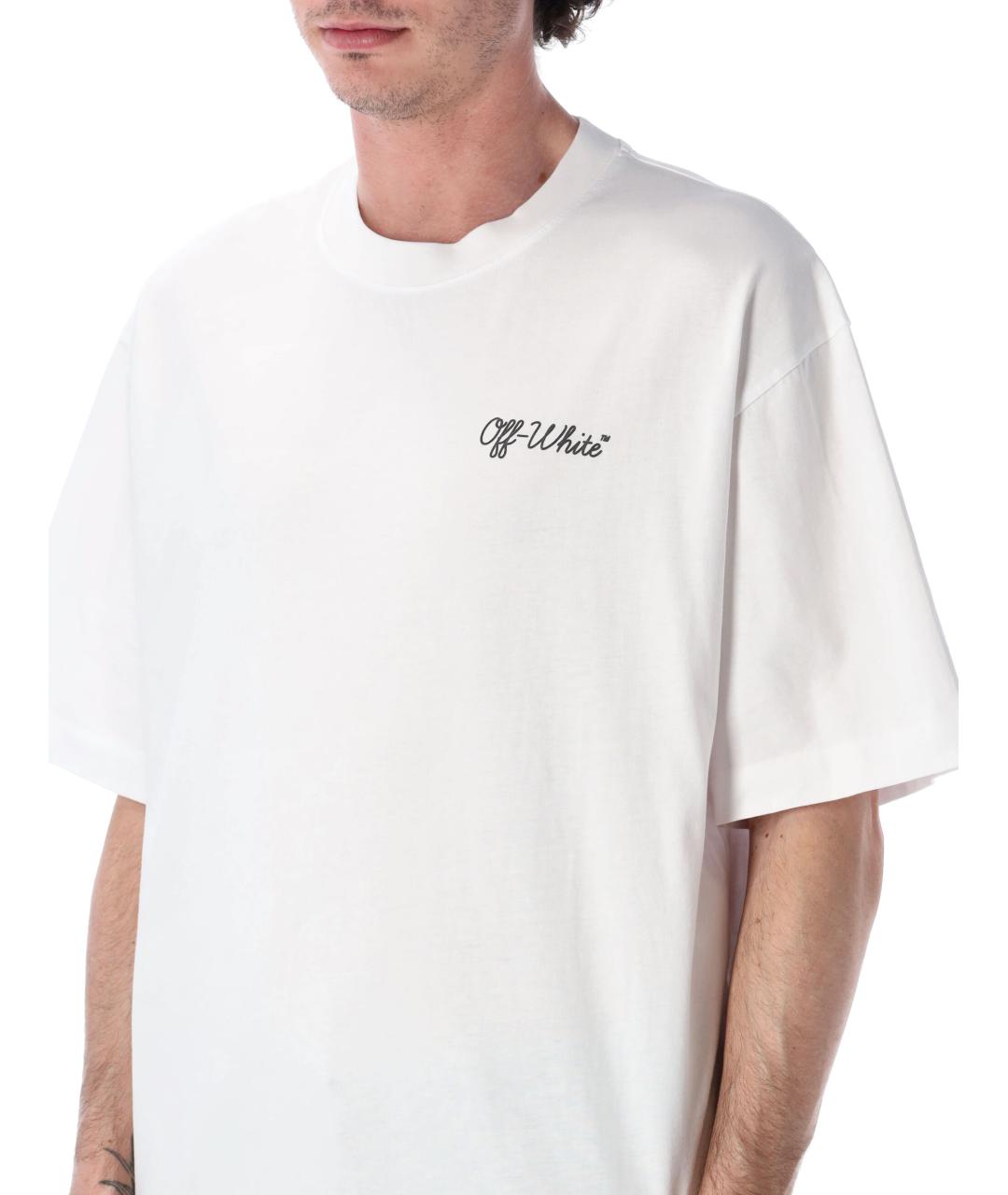 OFF-WHITE Белая хлопковая футболка, фото 3